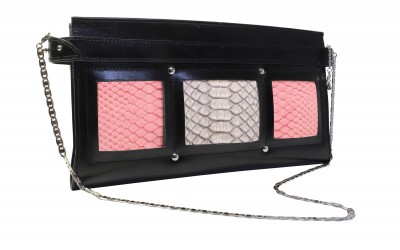 MISSIESSY pochette Dryade python cendre rose